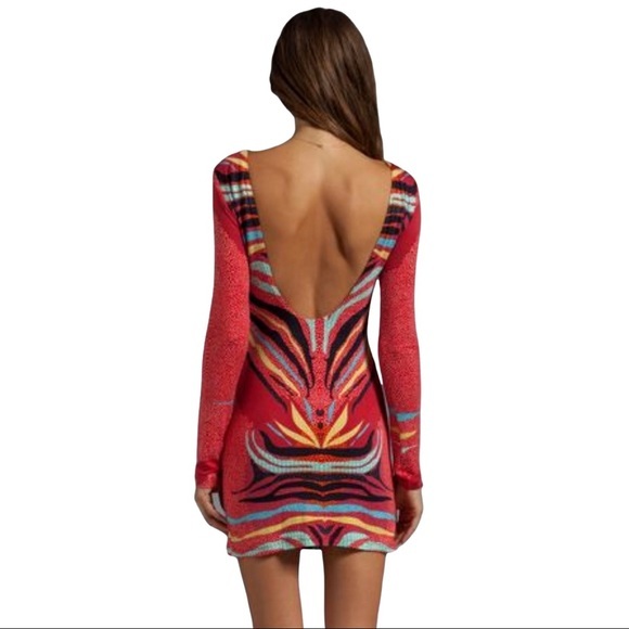 MARA HOFFMAN Scoop Back Mini Dress In Phoenix Red - Picture 2 of 9